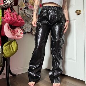 BLANKNYC FAUX BLACK WOMENS JOGGERS MEDIUM
